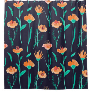 Watercolor seamless pattern with leaves and fantas shower curtain