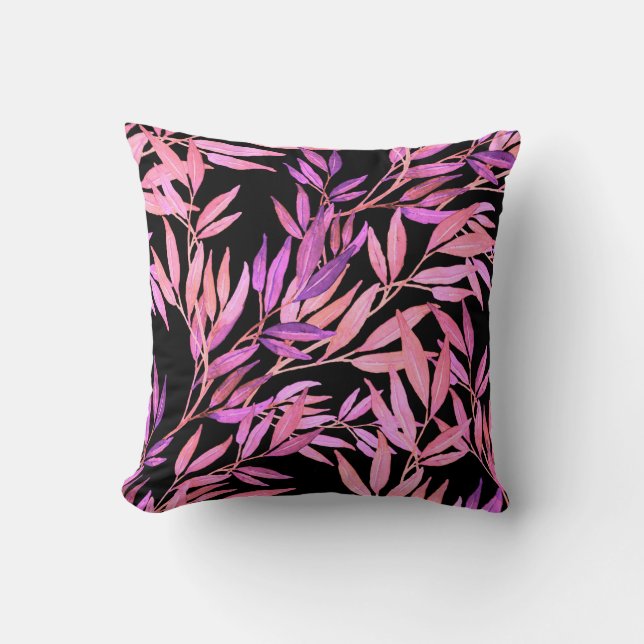 Watercolor seamless pattern with leaves. Bright su Cushion (Front)