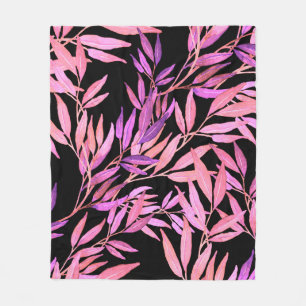 Watercolor seamless pattern with leaves. Bright su Fleece Blanket