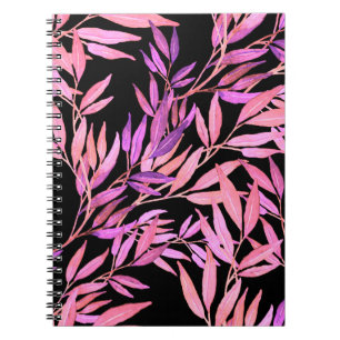 Watercolor seamless pattern with leaves. Bright su Notebook