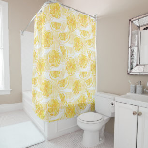 Watercolor seamless pattern with lemon slice /2 shower curtain