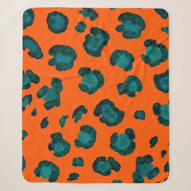 Watercolor seamless pattern with leopard skin. Fas Sherpa Blanket (Front)