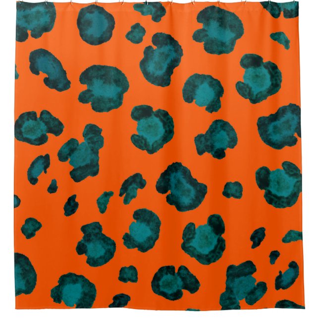 Watercolor seamless pattern with leopard skin. Fas Shower Curtain (Front)