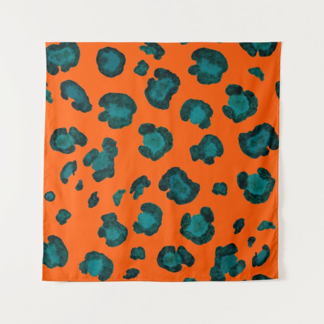 Watercolor seamless pattern with leopard skin. Fas Tapestry (Front)