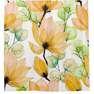 Watercolor seamless pattern with magnolia flowers shower curtain