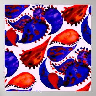 Watercolor seamless pattern with paisley. Abstract Poster