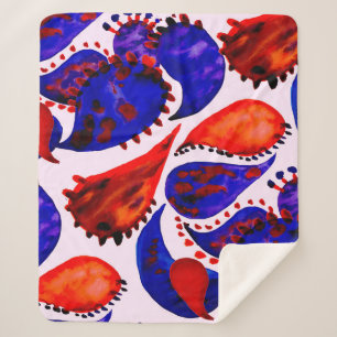 Watercolor seamless pattern with paisley. Abstract Sherpa Blanket