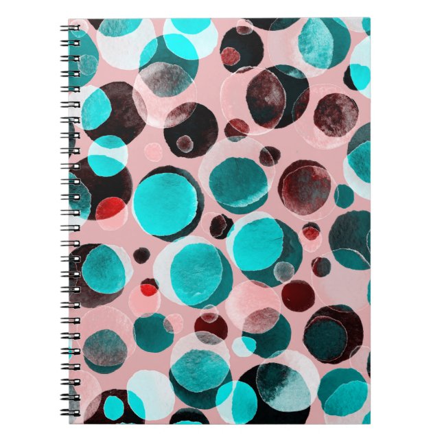 Watercolor seamless pattern with polka dots notebook (Front)