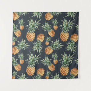 Watercolor seamless pattern with ripe pineapple. H Tapestry
