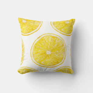 Watercolor seamless pattern with ripe slice of lem cushion