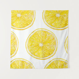 Watercolor seamless pattern with ripe slice of lem tapestry