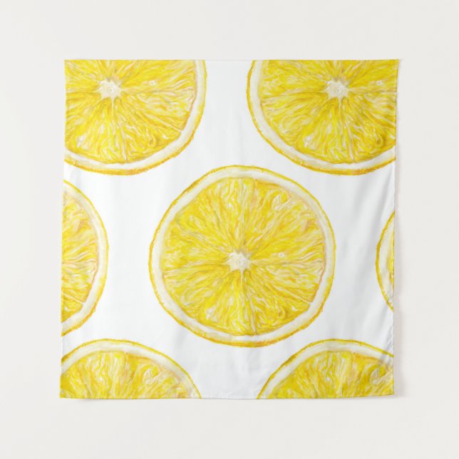 Watercolor seamless pattern with ripe slice of lem tapestry (Front)