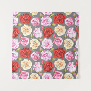 Watercolor seamless pattern with roses. Seamless w Tapestry