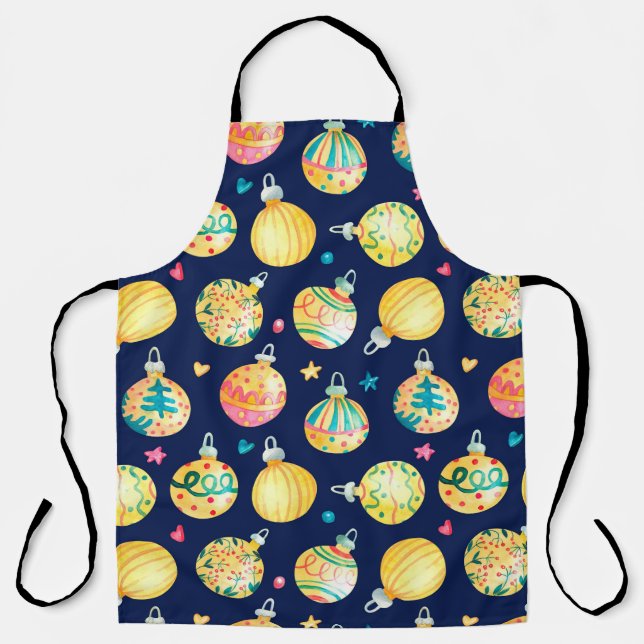 Watercolor seamless pattern with shining gold Chri Apron (Front)