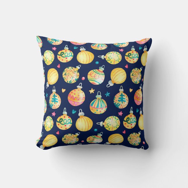 Watercolor seamless pattern with shining gold Chri Cushion (Front)