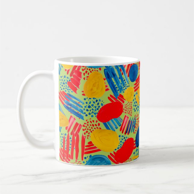 Watercolor seamless pattern with simple hand drawn coffee mug (Left)