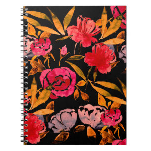 Watercolor seamless pattern with simple hand drawn notebook
