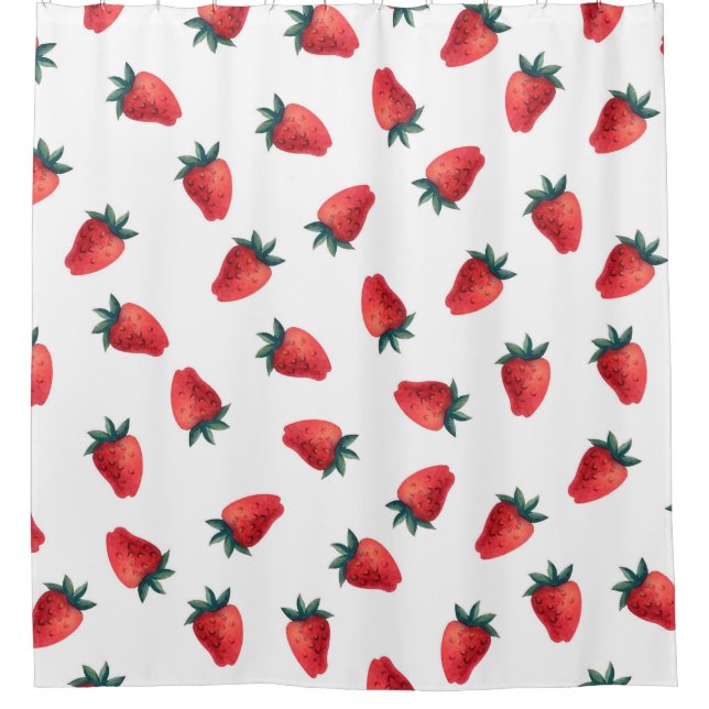 Watercolor seamless pattern with strawberries shower curtain (Front)