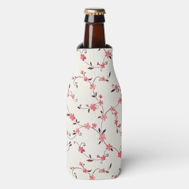 Watercolor seamless pattern with styled spring bottle cooler (Bottle Front)