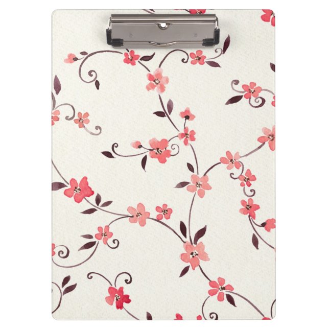 Watercolor seamless pattern with styled spring clipboard (Front)