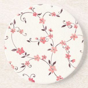 Watercolor seamless pattern with styled spring coaster