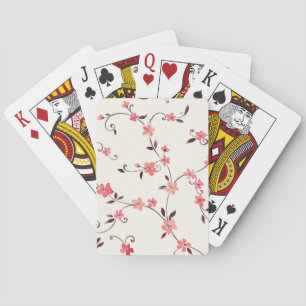 Watercolor seamless pattern with styled spring playing cards