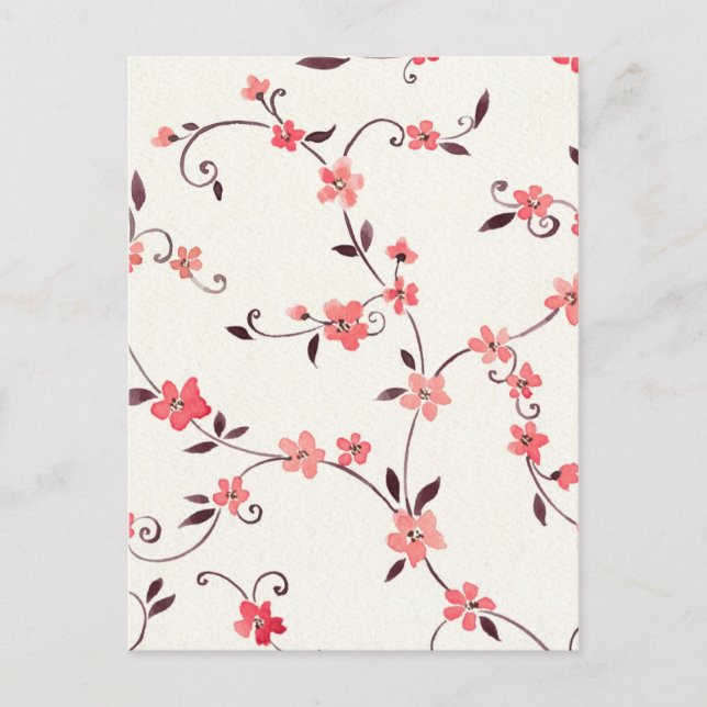 Watercolor seamless pattern with styled spring postcard (Front)