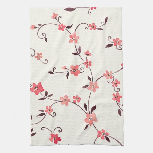 Watercolor seamless pattern with styled spring tea towel (Vertical)