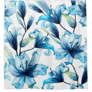 watercolor seamless pattern with transparent flowe shower curtain