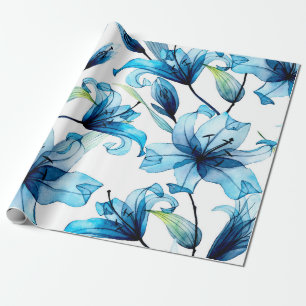 watercolor seamless pattern with transparent flowe wrapping paper