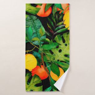 Watercolor seamless pattern with tropical leaves a bath towel