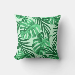 Watercolor seamless pattern with tropical leaves a cushion