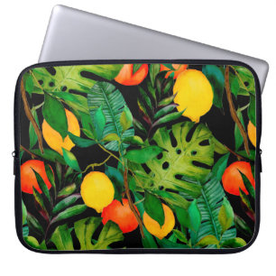 Watercolor seamless pattern with tropical leaves a laptop sleeve