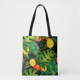 Watercolor seamless pattern with tropical leaves a tote bag