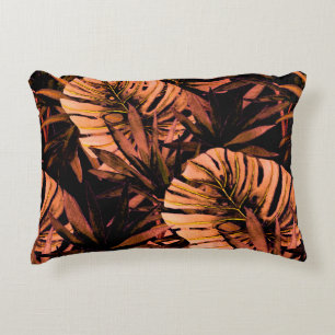 Watercolor seamless pattern with tropical leaves:  decorative cushion