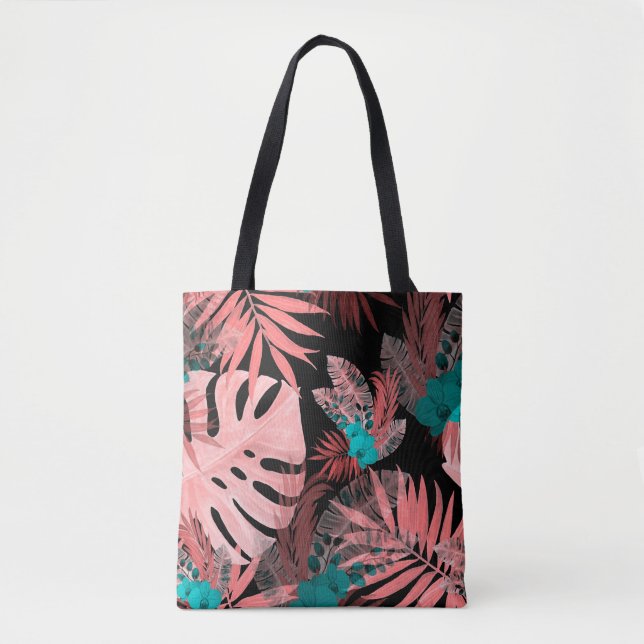 Watercolor seamless pattern with tropical plants tote bag (Front)
