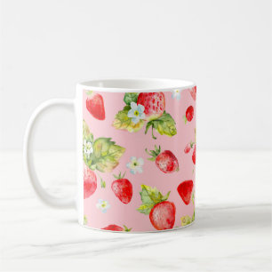 watercolor seamless strawberry pattern coffee mug