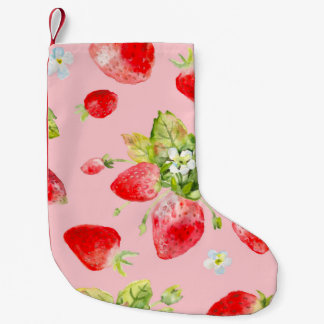 watercolor seamless strawberry pattern small christmas stocking