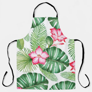 Watercolor seamless tropical pattern apron