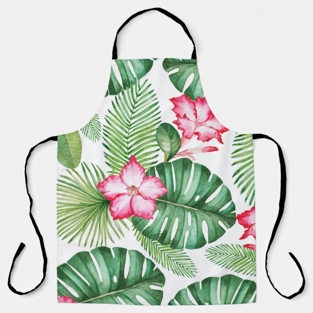 Watercolor seamless tropical pattern apron (Front)