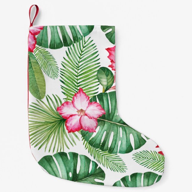 Watercolor seamless tropical pattern small christmas stocking (Front)