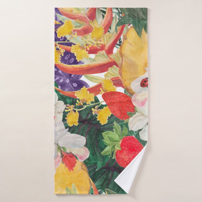 WAtercolor seamless tropical pattern with exotic f Bath Towel (Bath Towel)