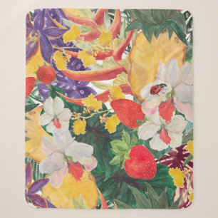 WAtercolor seamless tropical pattern with exotic f Sherpa Blanket