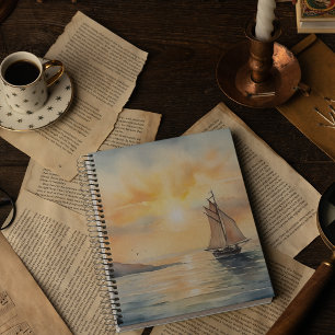 Watercolor Seascape Background Notebook