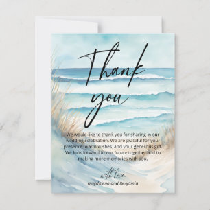 Watercolor Seascape Coastal Sand Beach Photo Thank You Card