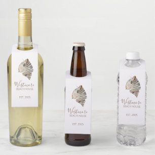 Watercolor Seashell Beach House Bottle Tag
