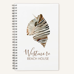Watercolor Seashell Beach House Notebook