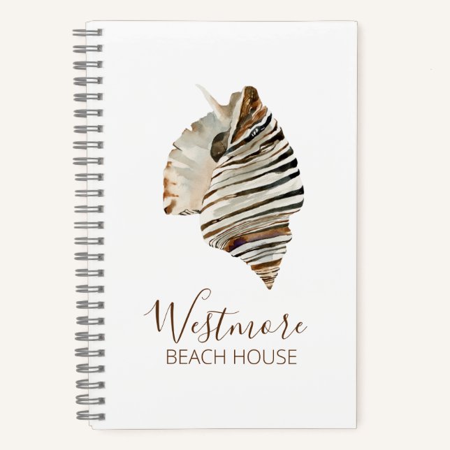 Watercolor Seashell Beach House Notebook (Front)
