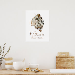Watercolor Seashell Beach House Poster