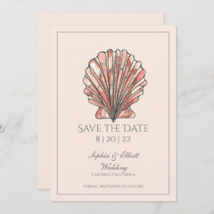 Watercolor Seashell Beach Wedding Save The Date